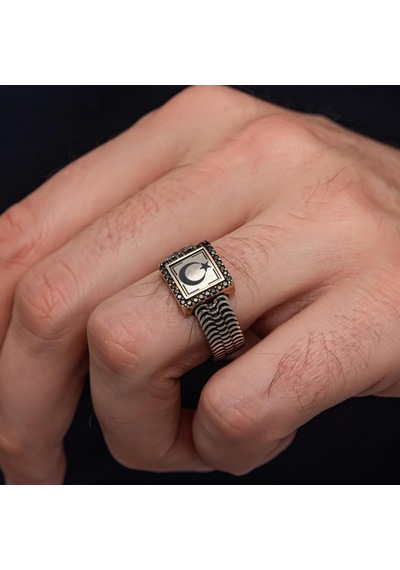 Ayyıldız Bayrak Desenli 925 Gümüş Yüzük