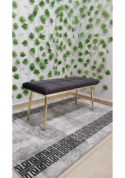 Özcan Metal Gold Metal Ayaklı Metal Kasalı Bench Mutfak Salon Antre Yatak Odası Balkon Puf Bank Antrasitgri