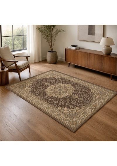 Kartela Halı Aro Halı Jüt Taban Dokuma Halı Kahverengi - 60 X 90 Cm