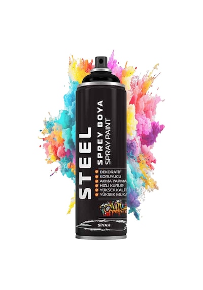 Sprey Boya 200 Ml 1 Adet Hızlı Kuruyan Renkli Profesyonel Ahşap Plastik Demir Metal Cam Porselen Duvar Sprey Boya Siyah