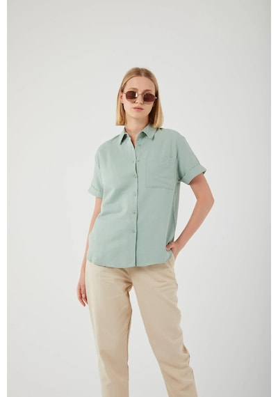 Ribana Classic Oxford Kısa Kollu Gömlek Çağla