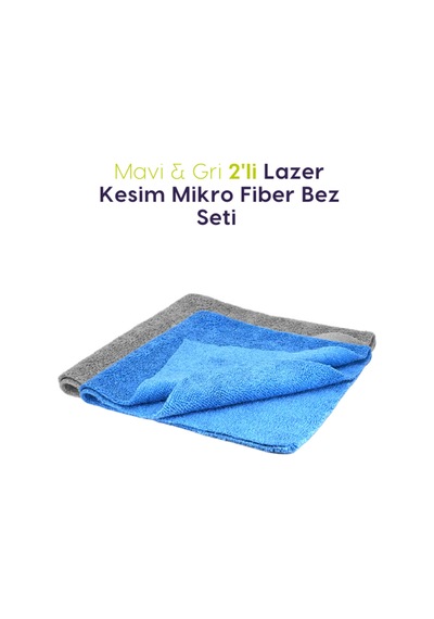 Magicfox 2'li Mavi Ve Gri Mikrofiber Cila Bezi 40 X 40 Cm Lazer Kesim