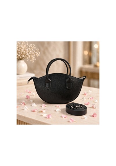 Names Bag Mini Oval Yarım Ay Kol Çantası - Çapraz Askılı Günlük Kadın Çantası - Fermuarlı Mini Omuz Çantası Siyah Siyah