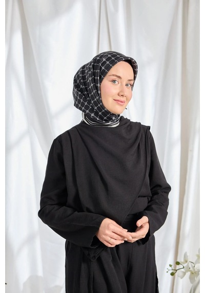 Silk Home %100 Twill İpek Eşarp S539 SİYAH-BEYAZ