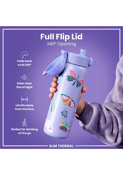 Ion8 - İnce Su Termosu - Kelebekler - 500 Ml - Sızdırmaz Çok Renkli