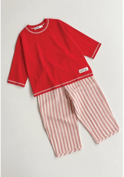 Cigit Oversize Pantolon Takım 2-10 Yaş Kırmızı