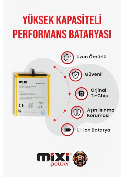 General Mobile Gm5 Plus Uyumlu Tam Kapasite Batarya Tr Garantili