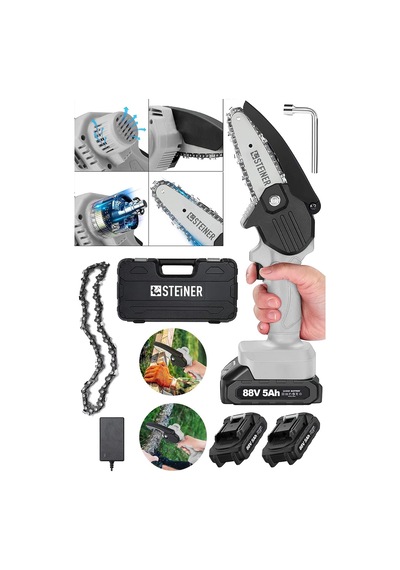 Alman 88 V 5 Ah Çift Akülü Dal Kesme Budama Testere Bıçkı Makinesi Çantalı 10 Cm Pala + Zincir - St0518r21540035
