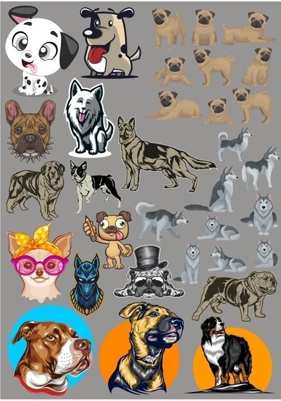 Köpekler Sticker Set-16 19 Parça Telefon, Tablet, Defter, Laptop Sticker
