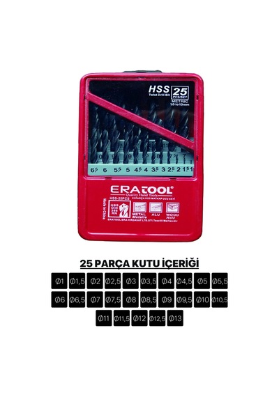 Hss Matkap Ucu Seti 25 Parça 1-13mm Metal Kt.pencereli Era54953 Eratool