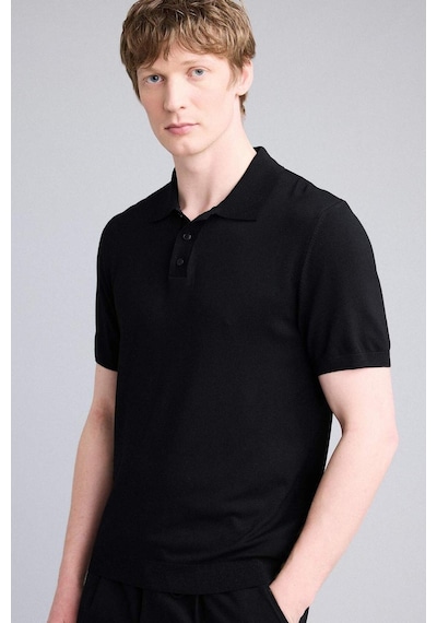 DeFacto Standart Fit Polo Yaka Kısa Kollu Siyah Triko Tişört E3241AX25SPBK27
