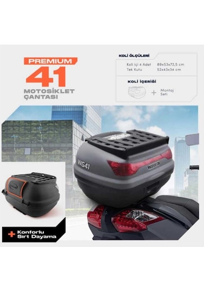 Wogen 41 Litre Premium Sırt Dayamalı Motosiklet Çantası - Nardo Gri - 1405 006 Gri