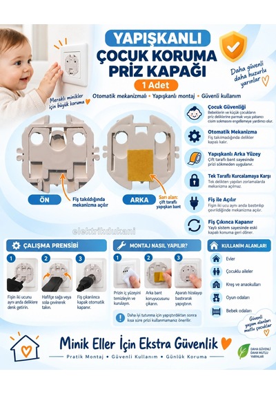 Ender Yapışkanlı Çocuk Koruma Priz Kapağı Priz Çocuk Emniyeti Aparatı