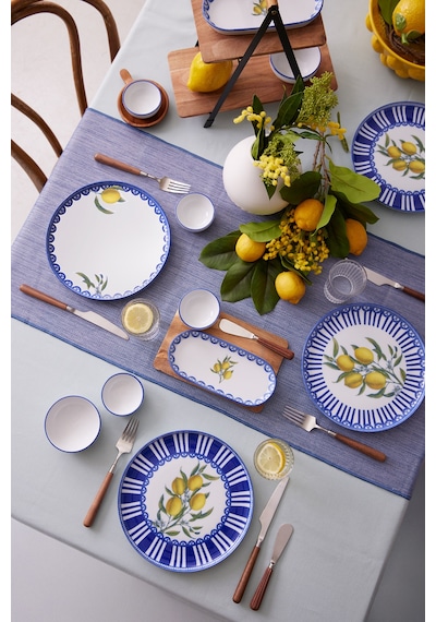 Kütahya Porselen Lemon Charm 14 Parça 6 Kişilik Kahvaltı Takımı Ekru