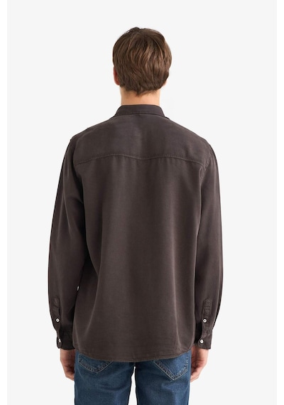 Defacto Regular Fit Gömlek Yaka Twill Uzun Kollu Gömlek G0406ax25aubn339 Kahve