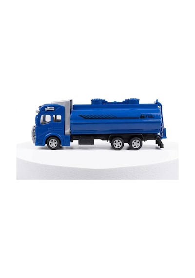 Çek Bırak 19cm İş Makinası Temalı Tanker Detaylı Tanker Kapakları Açılabilir Oyuncak Tır Mavi