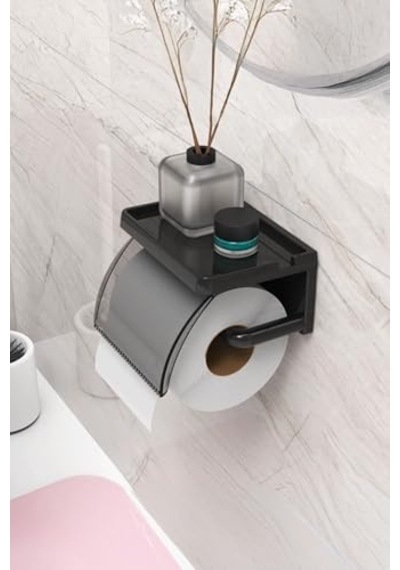 Ata Home Yapışkanlı Kapaklı Tuvalet Kağıdı Askısı Banyo Tuvalet Kağıtlığı Aparatı Peçetelik Organizer Pl Diğer