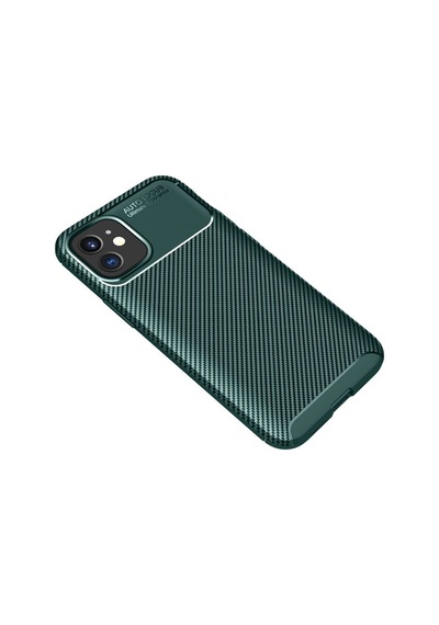 Apple iPhone  Uyumlu- 12 Mini Kılıf Auto Focus Karbon Kapak - Yeşil