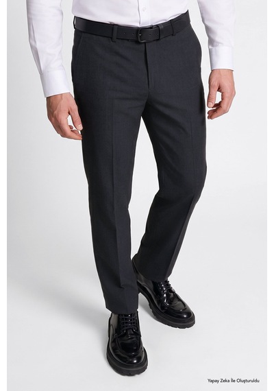 Ac&Co / Altınyıldız Classics Erkek Antrasıt Slim Fit Dar Kesim Klasik Yan Cep Pantolon Antrasit
