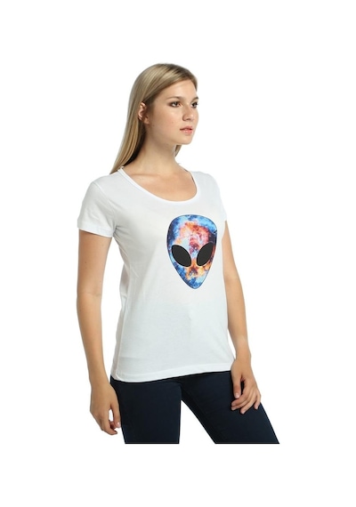 Bant Giyim - Alien Cosmos Beyaz Kadın T-Shirt Tişört