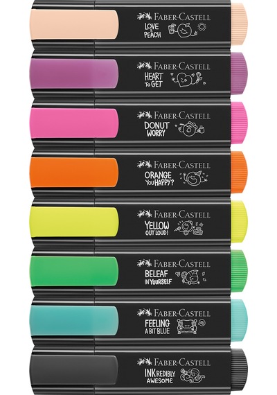 Faber-Castell Graffiti Fosforlu Kalem Seti, 8’li, Su Bazlı Mürekkep, 3 Farklı Çizgi Kalınlığı, Dayanıklı Mürekkep Çok Renkli