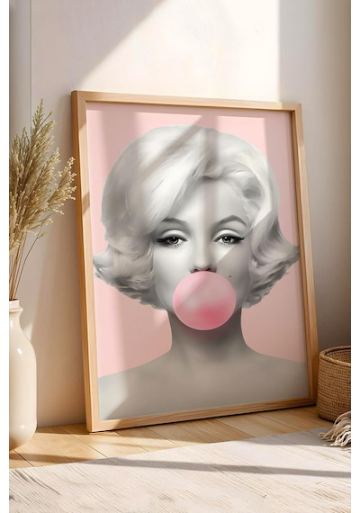Marilyn Monroe Pembe Sakız Balonu Çerçeveli Tablo - Pop Art Poster Tablo