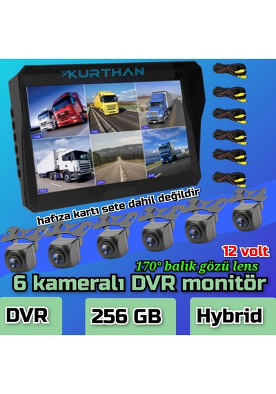 10'' Hybrid Dvr Monitör Ve 6 Adet 170'' Balık Gözü Lens Kamera