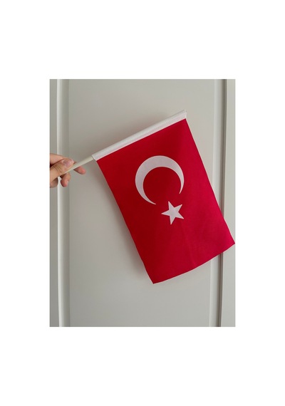 20 Adet Sopalı Türk Bayrağı 20x30 Cm Bez Alpaka Kumaş 20 x 30 CM