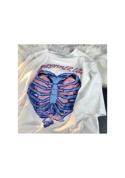 Tarzsokak Beyaz Unisex Ronronner Cat Iskelet Tişört