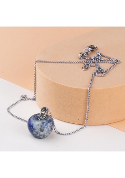 Lapis Lazuli Elma Temalı Doğal Taş Kolye Renkli