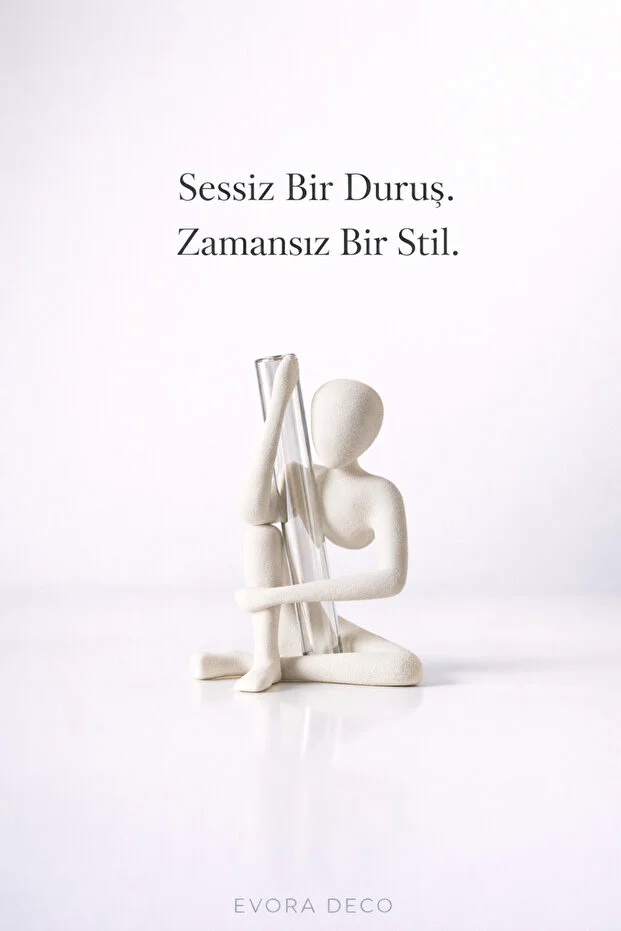 Minimalist İnsan Figürlü Vazo Cam Tüplü Modern Dekoratif Biblo 15 Cm -