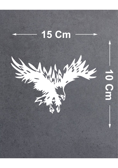 Sticker Dizayn Kartal Sticker - Eagle Beşiktaş Kanatlı Uçan Kartal Sticker - Araba Oto Motosiklet Karavan Cam Sticker - 00321 15x10 Cm