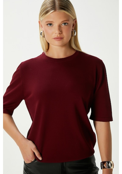 Ritnice Viscose Doku Next Premium Selection Bordo Yarım Kol Triko Kazak Bordo