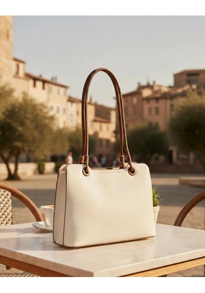 Just Polo Özel Tasarım Premium Kadın El Çantası - Elit Zarif Ve Şehirli Stil Shopper Beyaz