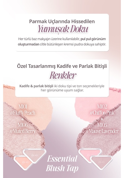 Katmanlanabilir Yumuşak Dokulu Kadife Bitişli Allık Clıo Essential Blush Tap M106 Muted Berry