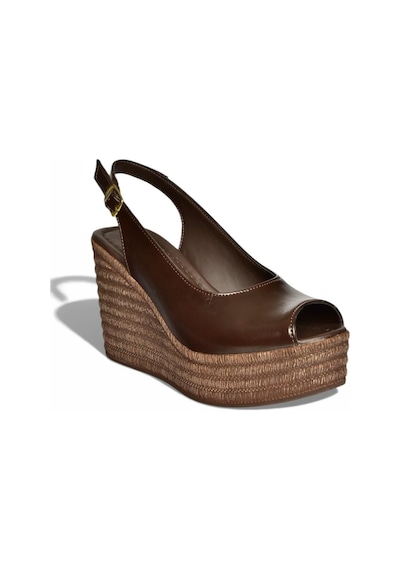 Fox Shoes Y996553560 Kahverengi Rustik Dolgu Topuklu Kadın Ayakkabı Kahverengi