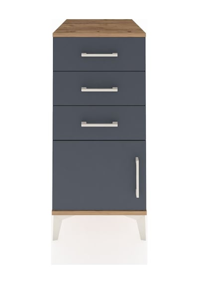 Kronos Komodin 3 Çekmeceli Tek Kapaklı 44x59x96 Çam-antrasit Çam