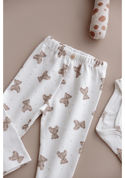 Oh La La Koala Puffy Sleep Ayıcık Serisi Body Tayt Takım Beyaz