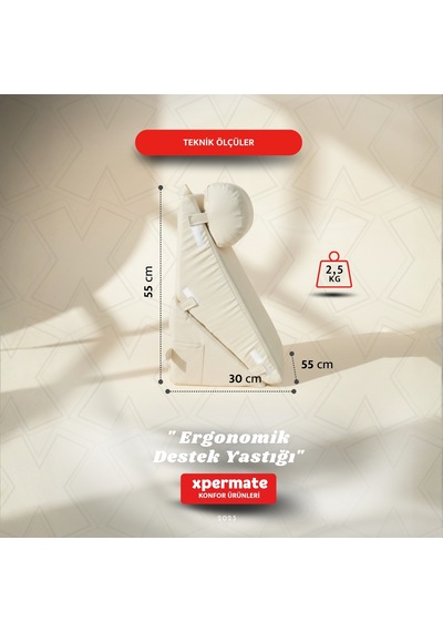 Ergonomik Destek Yastığı Baş, Sırt, Bel Ve Bacak Desteği Bej