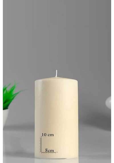 Silindir Kütük Mum Krem Lavanta Kokulu Genişlik 8 Cm - Yükseklik 10 Cm Krem