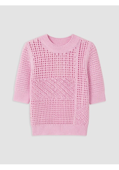 Lcw Comfort Pembe Bisiklet Yaka Ajurlu Kadın Triko Kazak