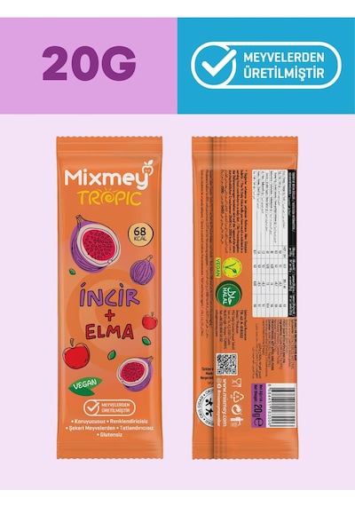 Mixmey Tropik Sever Meyve Barı 12 Adet | Atıştırmalıklar – Vegan, Glutensiz (20GR X 12 ADET)