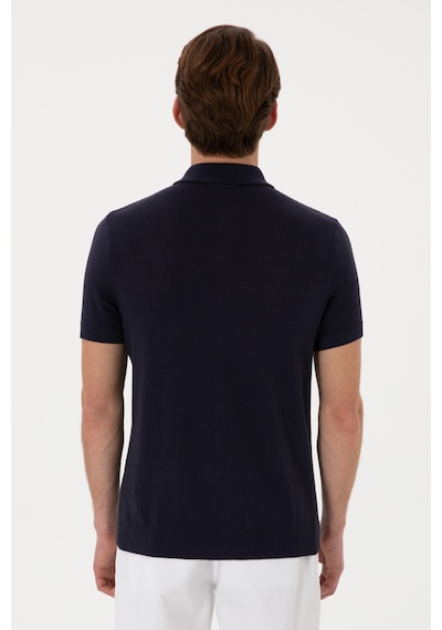 U.S. Polo Assn. Erkek Regular Fit Lacivert Düğmeli Triko Tişört 50306455-VR033