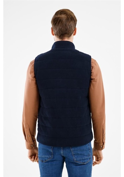 İmza Lacivert Dik Yaka Fermuarlı Casual Slim Fit Kapitone Yelek 1009255103 Lacivert