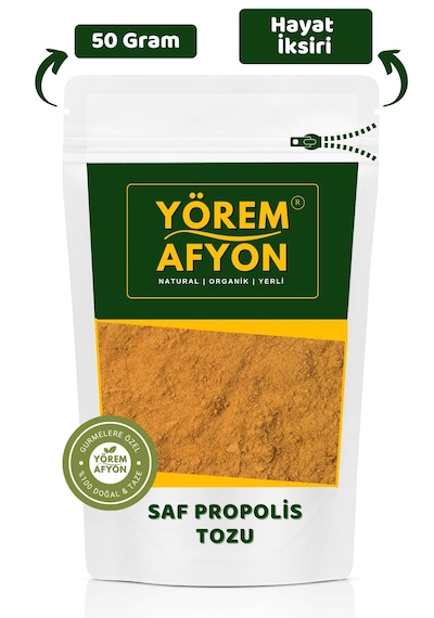 Yörem Afyon Usta Arıcıların Seçkisi Anadolu Yaylalarından Gelen Gizli Cevher Saf Propolis Tozu, Ekstraktı 50gr