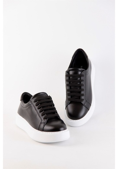 Julia Siyah Hakiki Deri Kadın Sneaker-Siyah