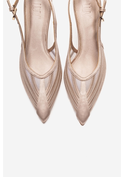 Luvishoes Fauna Bej Saten Kadın Topuklu Ayakkabı Bej
