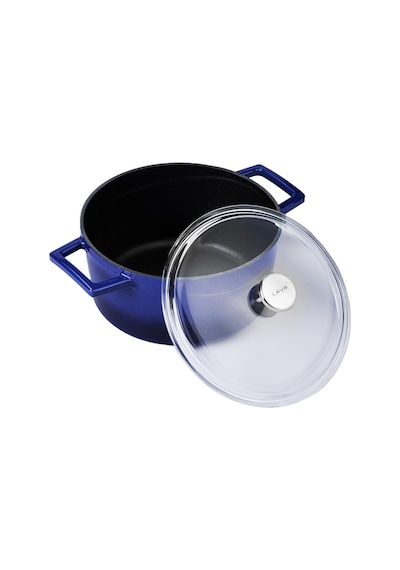 Lava Döküm Yuvarlak Tencere Cam Kapaklı Glaze 28 CM