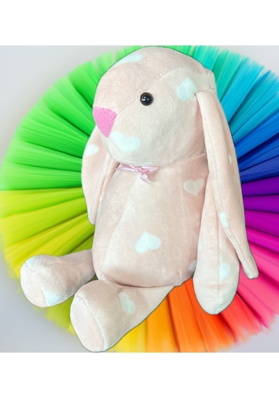 Uyku Arkadaşım Papyonlu Uzun Kulak Bunny Peluş Tavşan Kalpli
