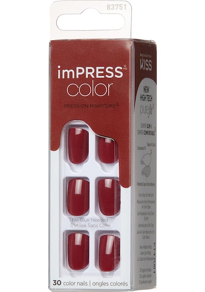 İmpress Color Kendinden Yapışkanlı Takma Tırnak Kısa Parlak Bordo